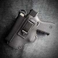 Кожаная кобура поясная под GLOCK 17 (ANSAR), чёрная на скобе