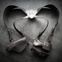 Оперативная кобура под ПМ с двумя магазинами| кожаная| чёрная