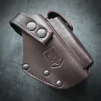Шкіряна кобура поясна для пістолета ПМ | герб України, на скобі| коричнева