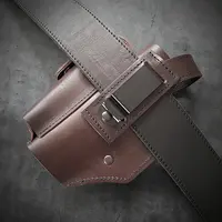 Шкіряна кобура поясна для пістолета GLOCK 17, коричнева на скобі