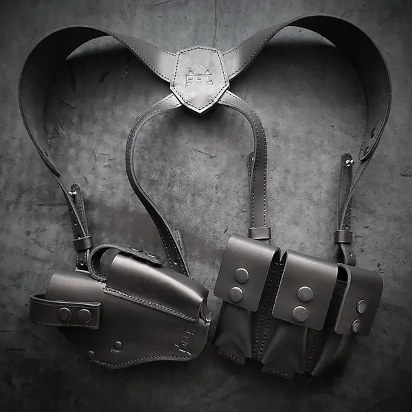 Оперативная кобура под ТТ с 4 магазинами| кожаная| чёрная