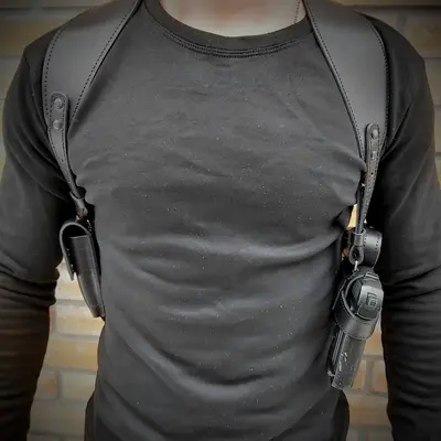 Оперативная кобура под ТТ с 4 магазинами| кожаная| чёрная