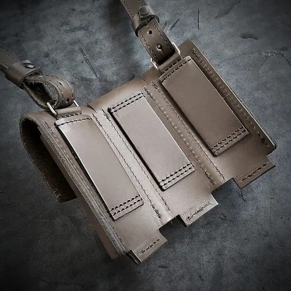 Оперативная кобура под ТТ с 4 магазинами| кожаная| цвет олива