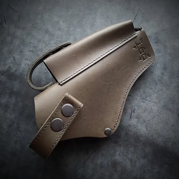Крепкая поясная кобура под АПС| кожаная| цвет олива