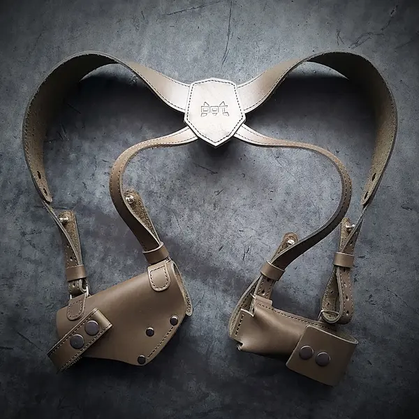 Оперативная кобура под ПМ с дополнительным магазином| кожаная| олива