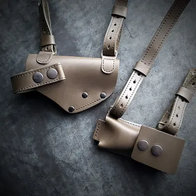 Оперативная кобура ПМ с дополнительным магазином| кожаная| масло