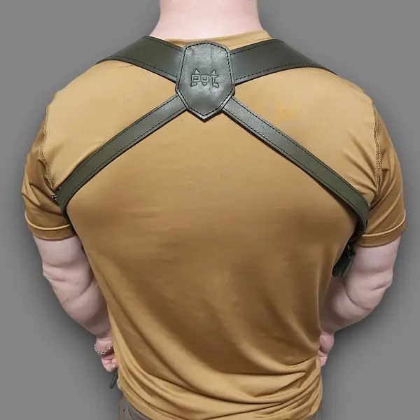 Оперативная кобура под ПМ с дополнительным магазином| кожаная| олива