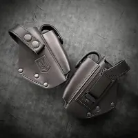 Кожаная кобура поясная для ФОРТ 12/17/14/20| герб Украины, на скобе| чёрная