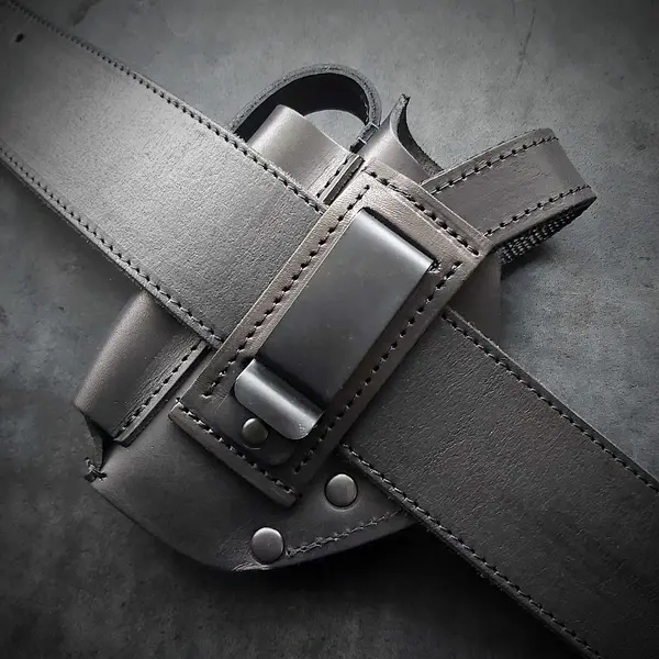 Кожаная кобура поясная для ФОРТ 12/17/14/20| герб Украины, на скобе| чёрная