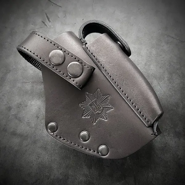 Кожаная поясная кобура для ФОРТ 12/14/17/20 "МВД Украины"| чёрная на скобе