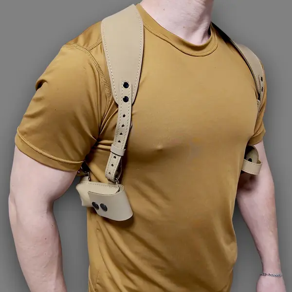 Оперативная кобура под ПМ с дополнительным магазином| кожаная| койот