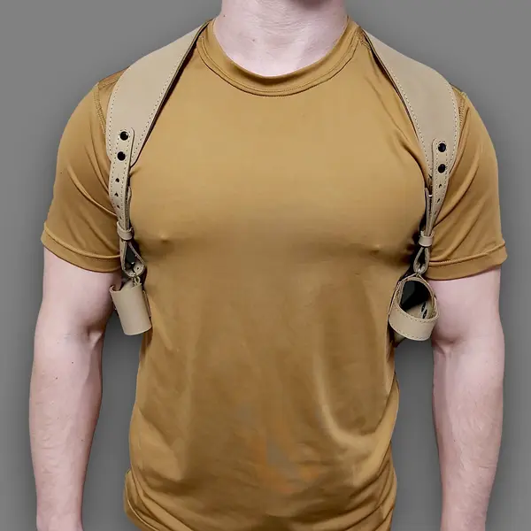 Оперативная кобура под ПМ с дополнительным магазином| кожаная| койот