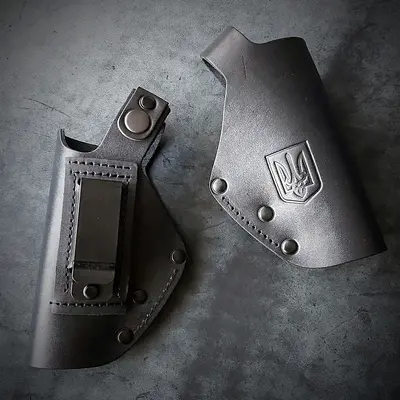 Кожаная кобура поясная для пистолета ПМ| с гербом Украины | облегченная