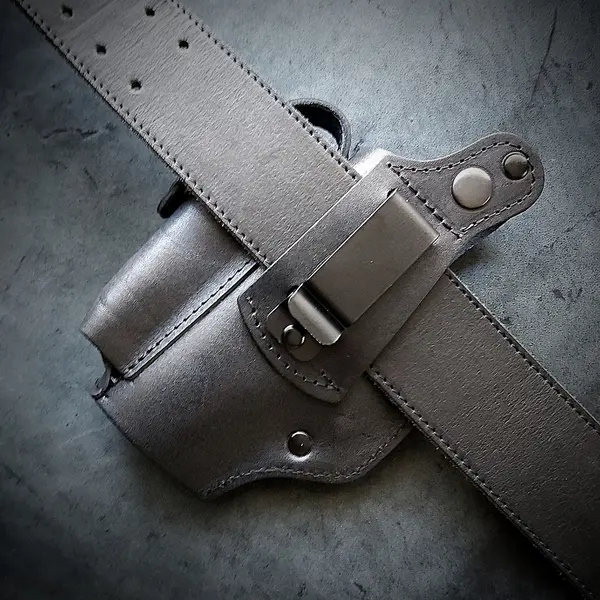 Кобура поясная под CZ P07 / T-REX| чёрная| кожаная| на скобе