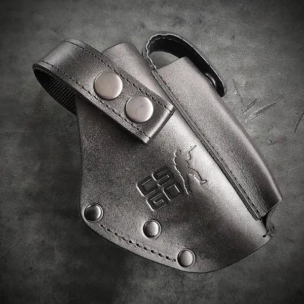 Кожаная поясная кобура для пистолета ПМ| CS GO | на скобе| чёрная