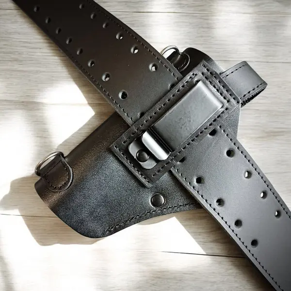 Кожаная оперативная кобура под Glock 17| с клипсой| чёрная