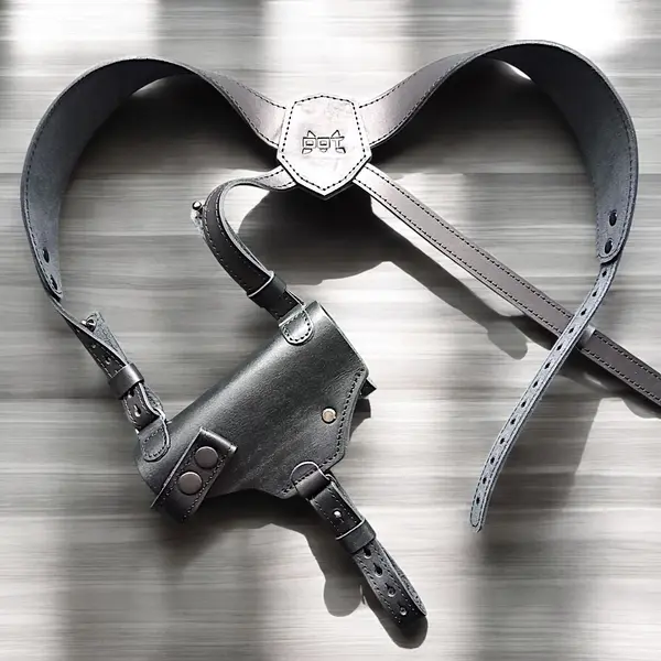 Кожаная оперативная кобура под Glock 19| с клипсой| чёрная