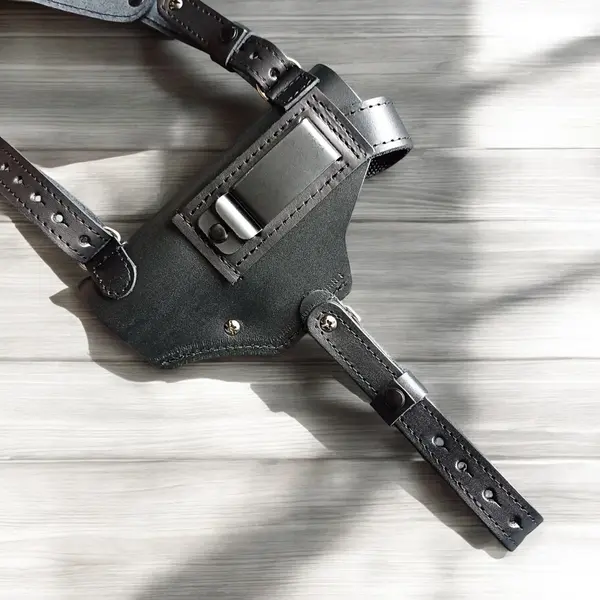 Кожаная оперативная кобура под Glock 19| с клипсой| чёрная