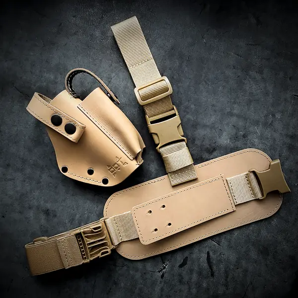 Кожаная набедренная кобура под ФОРТ 12/14/17/20 с тренчиком| койот