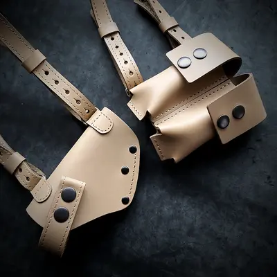 Оперативная кобура под ПМ с двумя магазинами| кожаная| койот