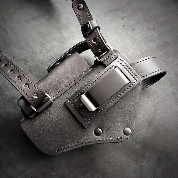 Кожаная оперативная кобура под Glock 17| скрытого ношения| чёрная