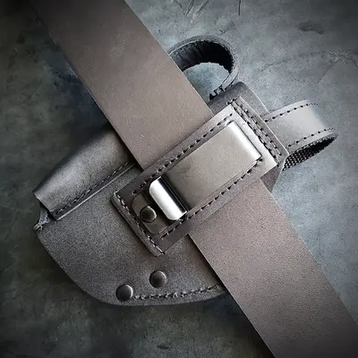 Шкіряна кобура поясна під ФОРТ 12/17/20 | чорна| тиснення "СБУ"