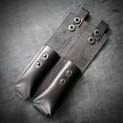 Шкіряний підсумок під магазин Glock 19 (паучер)| подвійний, чорний