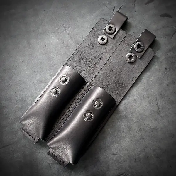 Кожаный подсумок под магазин Glock 19 (паучер)| двойной, чёрный