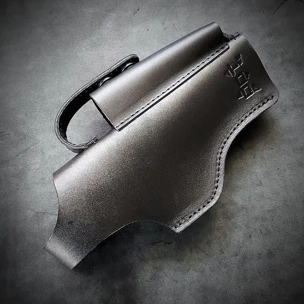 Кожаная кобура поясная под ФОРТ 19| чёрная| на скобе