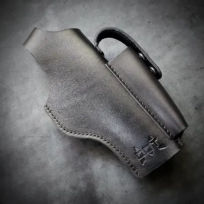 Шкіряна кобура поясна під ФОРТ 19 | чорна| на скобі