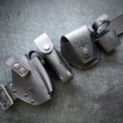 Комплект аксессуаров для полицейского (ремень, кобура ПМ, чехол под: газ, наручники, дубинку)