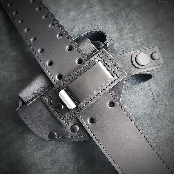 Кожаная кобура для пистолета ПМ| с клипсой | чёрная с тризубом