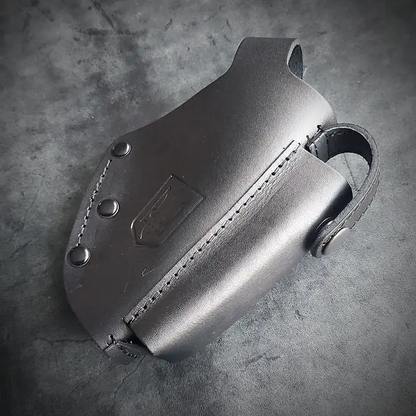 Кожаная кобура для пистолета ПМ| с клипсой | чёрная с тризубом