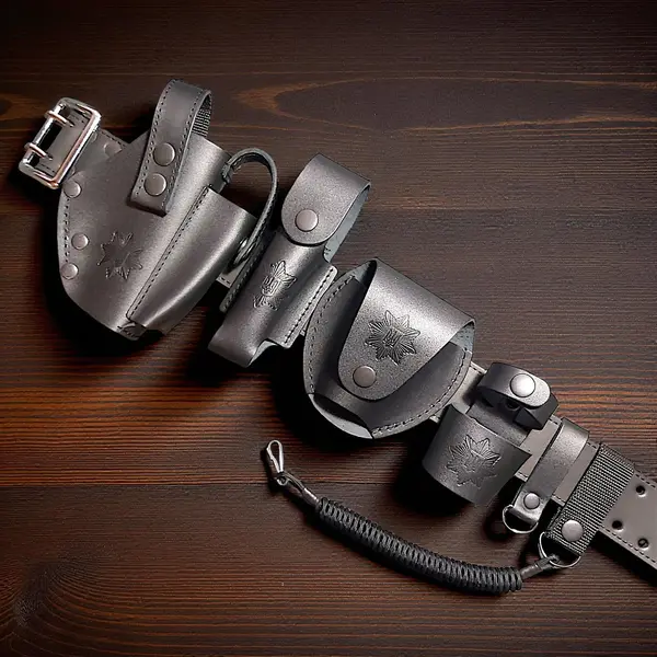 Комплект аксессуаров для полицейского (ремень, кобура ФОРТ 12/17/20, чехол под: газ, наручники, дубинку, брелок, шнур)