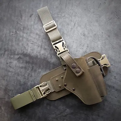 Кобура набедренная/поясная под BERETTA 92| олива, кожаная