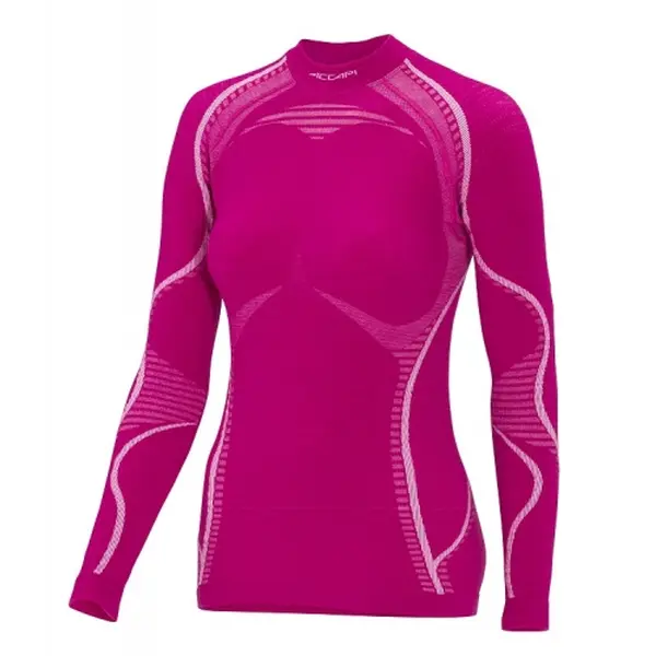 Жіноча термофутболка Accapi Ergowool з довгим рукавом Фуксі/Білий