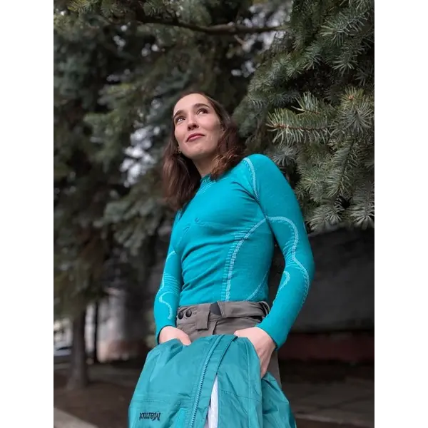 Жіноча термофутболка Accapi Ergowool з довгим рукавом Caribbean/White