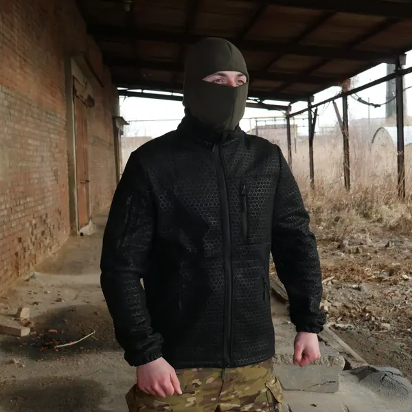 Militex Windblock Tactical Black fleece jacket mod. 4 S 🎃 Militex Windblock Tactical Black fleece jacket mod. 4 S 🎃