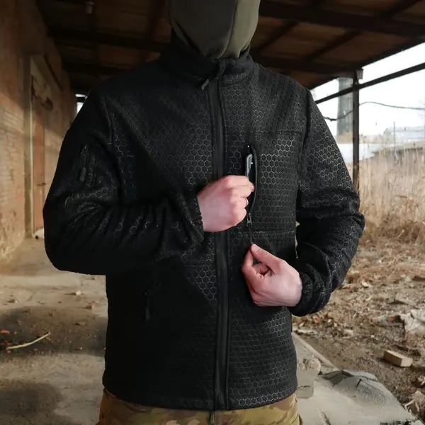 Militex Windblock Tactical Black fleece jacket mod. 4 S 🎃 Militex Windblock Tactical Black fleece jacket mod. 4 S 🎃