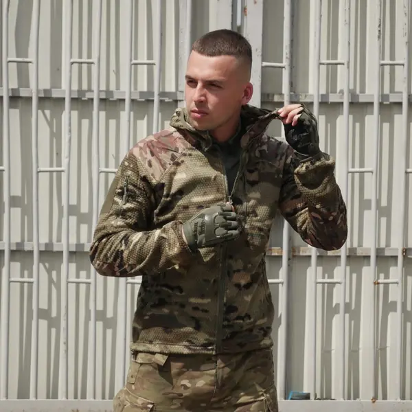 Кофта флісова з капюшоном Kiborg Jacket Grid Fleece Multicam S