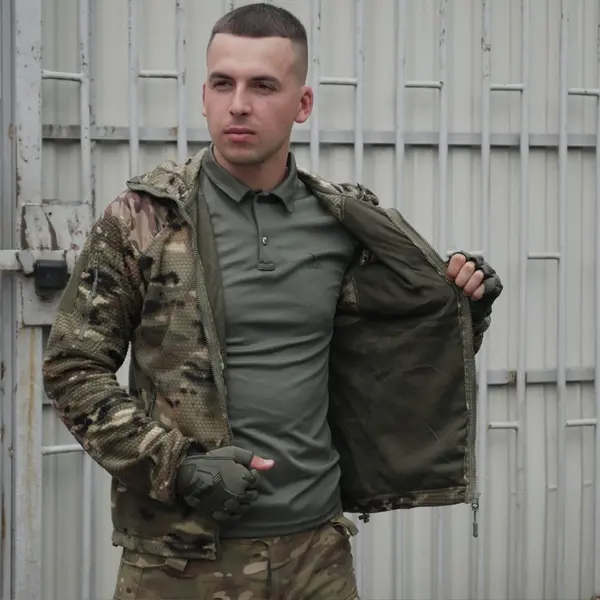 Кофта флісова з капюшоном Kiborg Jacket Grid Fleece Multicam S