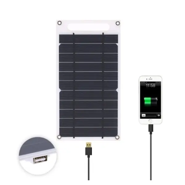 Одинарна сонячна панель L1658 8W + USB Зарядний пристрій