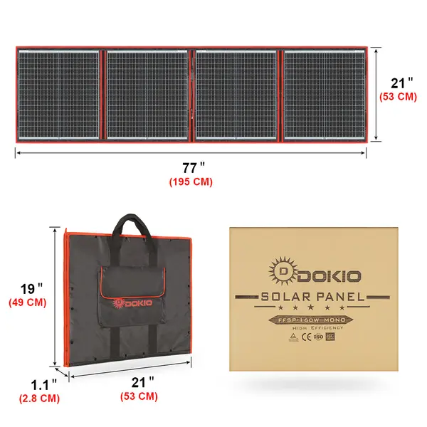 Розкладна сонячна панель 160Вт (2xUSB 1хType) 20В-вихід