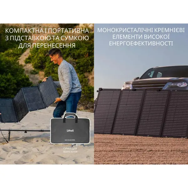 Сонячна панель Litheli 100W IP65 складана із сумкою
