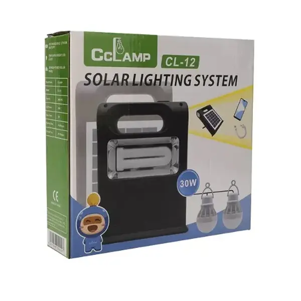 Сонячна зарядна станція + LED ліхтар Cclamp CL-12 30W з лампочками + Power Bank