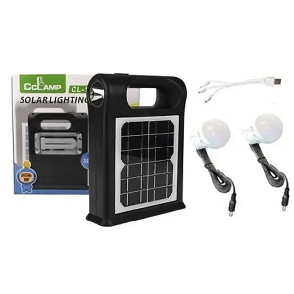 Сонячна зарядна станція + LED ліхтар Cclamp CL-12 30W з лампочками + Power Bank