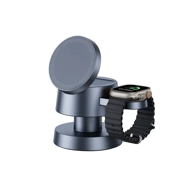 Беспроводное зарядное устройство СТЕНД 4в1 WS40AP-25W Lightning магнит телефон часы наушники ночник Графит