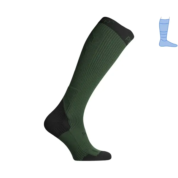 Компрессионные гольфы «LongDry PRO» демисезонные черно-зеленые