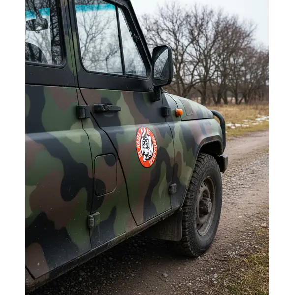 Магніт-Шеврон коло Де наша не проїзджала 16*16,5 см сувенір на холодильник