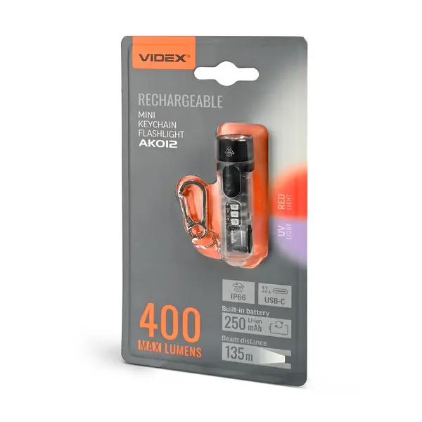 Портативний світлодіодний міні-ліхтарик VIDEX VLF-AK012 400Lm 5000K